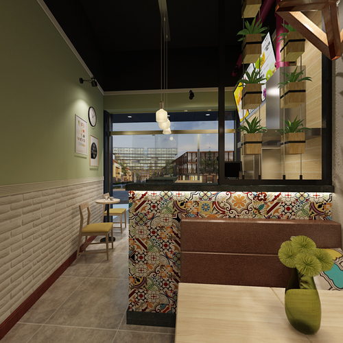 北欧风奶茶店全景