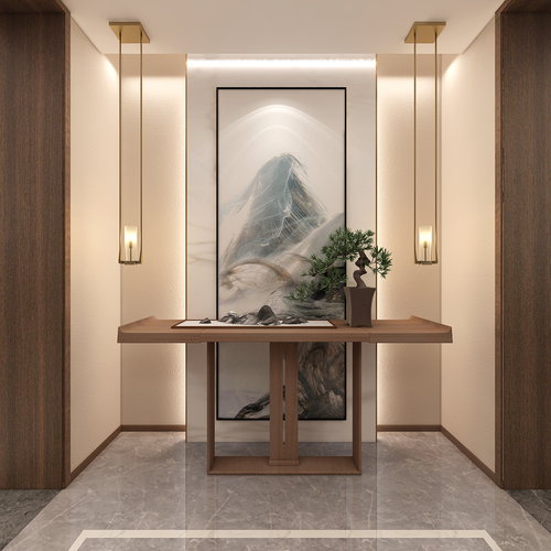 jack效果图别墅莫兰迪配色新中式22全景展示