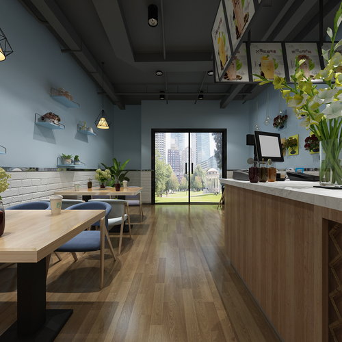 奶茶店全景效果图