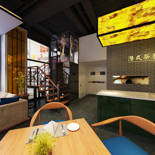 港式茶餐厅全景3d模型
