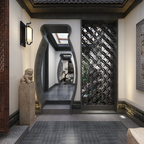 现代快餐店 现代餐饮空间 收银台 餐桌椅 吧台 吧椅 隔断 绿植 单头吊灯VR全景效果图