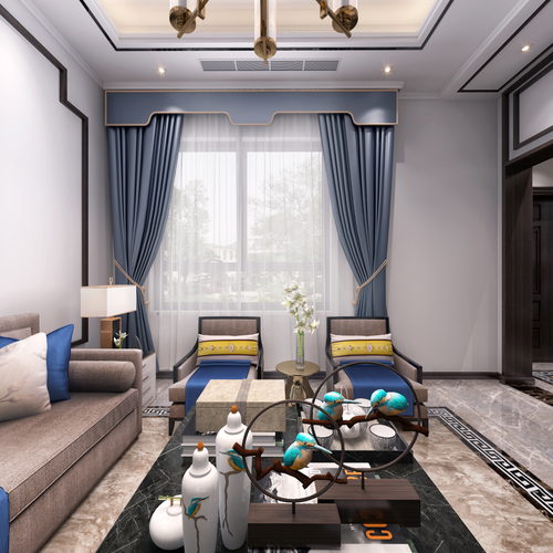 新中式别墅全景3d模型