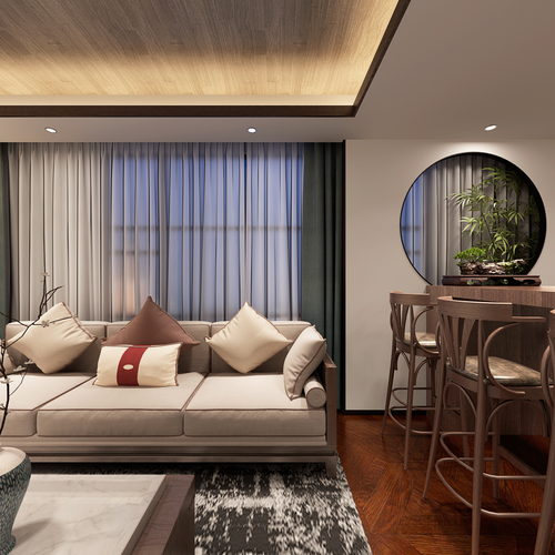 新中式家装整体模型全景3d模型