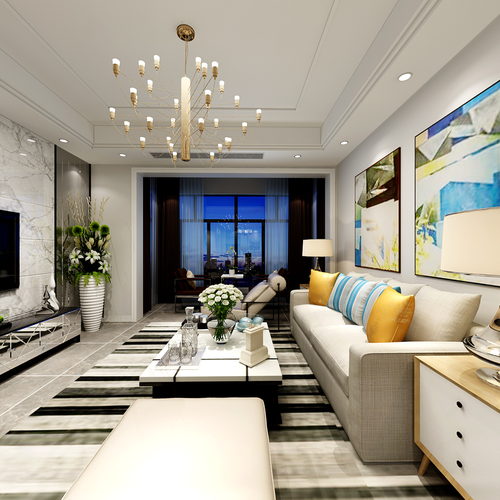 (御匠装饰出品)2-2-1701#现代样板房全景图