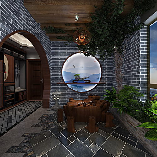 中式入户花园与玄关