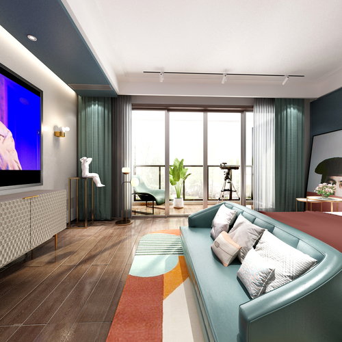  现代卧室全景3d模型