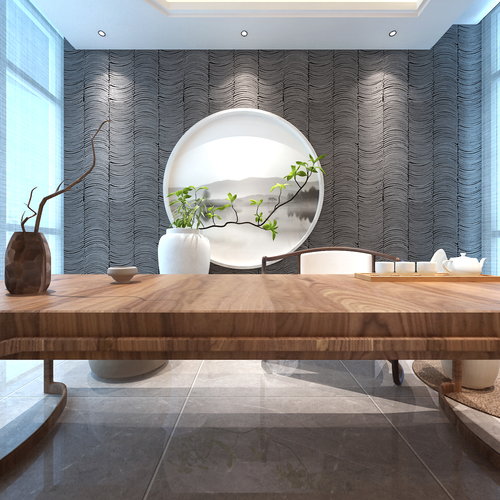 一品湖山邱总雅居佛堂茶室效果