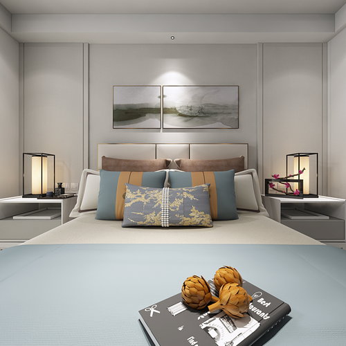 日式卧室全景3d模型
