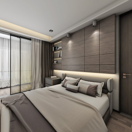现代卧室全景3d模型
