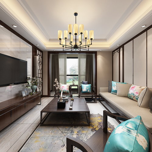 中式家装vr全景效果图