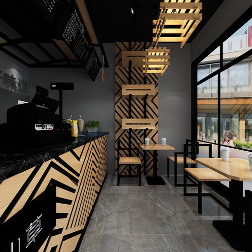 御蕴 烧仙草奶茶店全景效果图