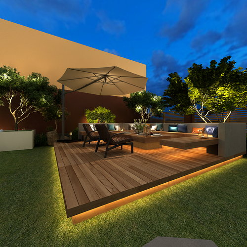 别墅庭院——室外夜景庭院全景效果图作品案例!