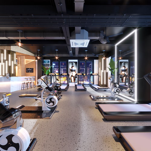 工业风时尚健身房全景