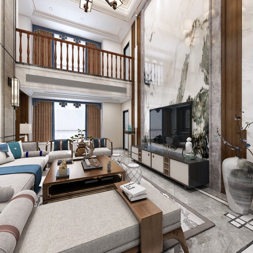 新中式*复式楼客厅