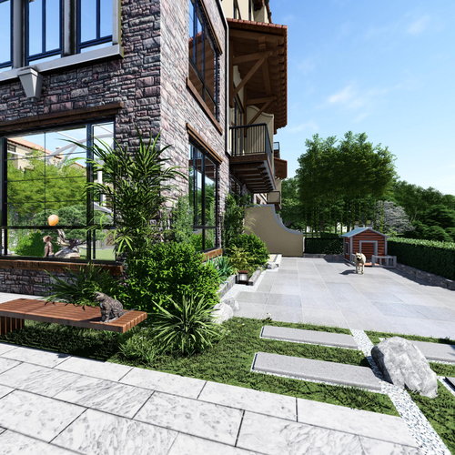 别墅外立面 庭院vr全景