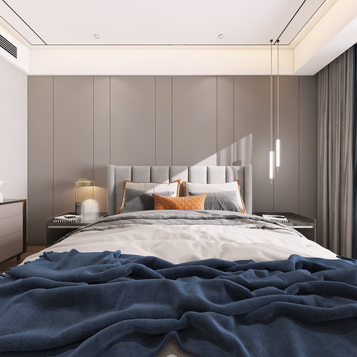 现代卧室全景3d模型
