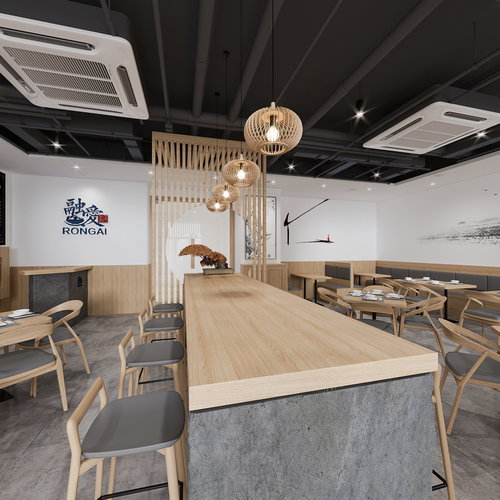 新中式面馆餐馆全景3d模型