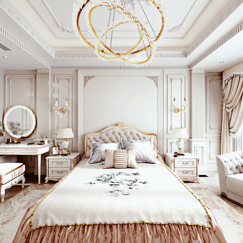 法式卧室全景3d模型