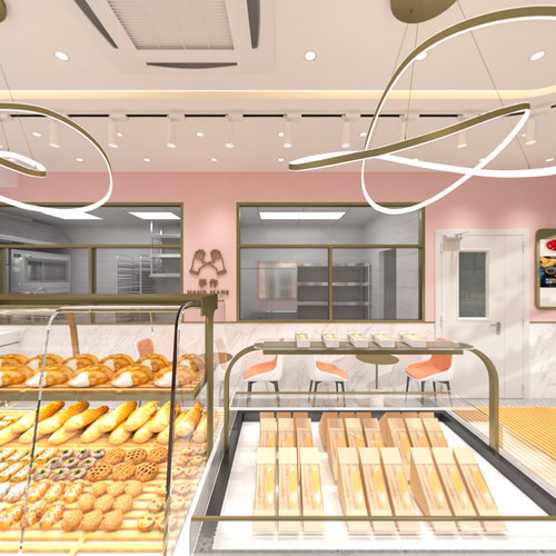 现代面包店全景3d模型