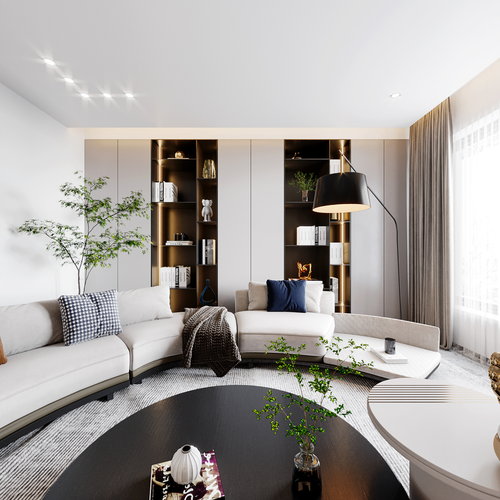 现代会客厅全景