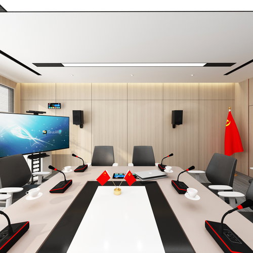 现代会议室全景3d模型