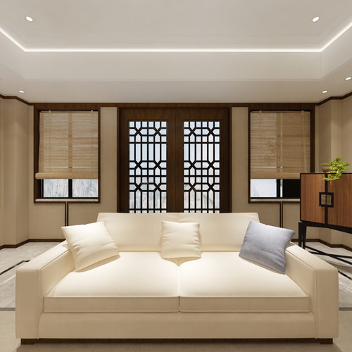 中式客厅全景3d模型